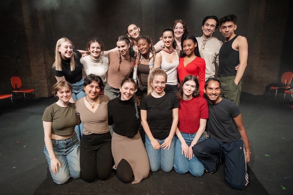 Posed group photo of the spring 2024 Shakespeare in Performance at RADA students after their final presentation.